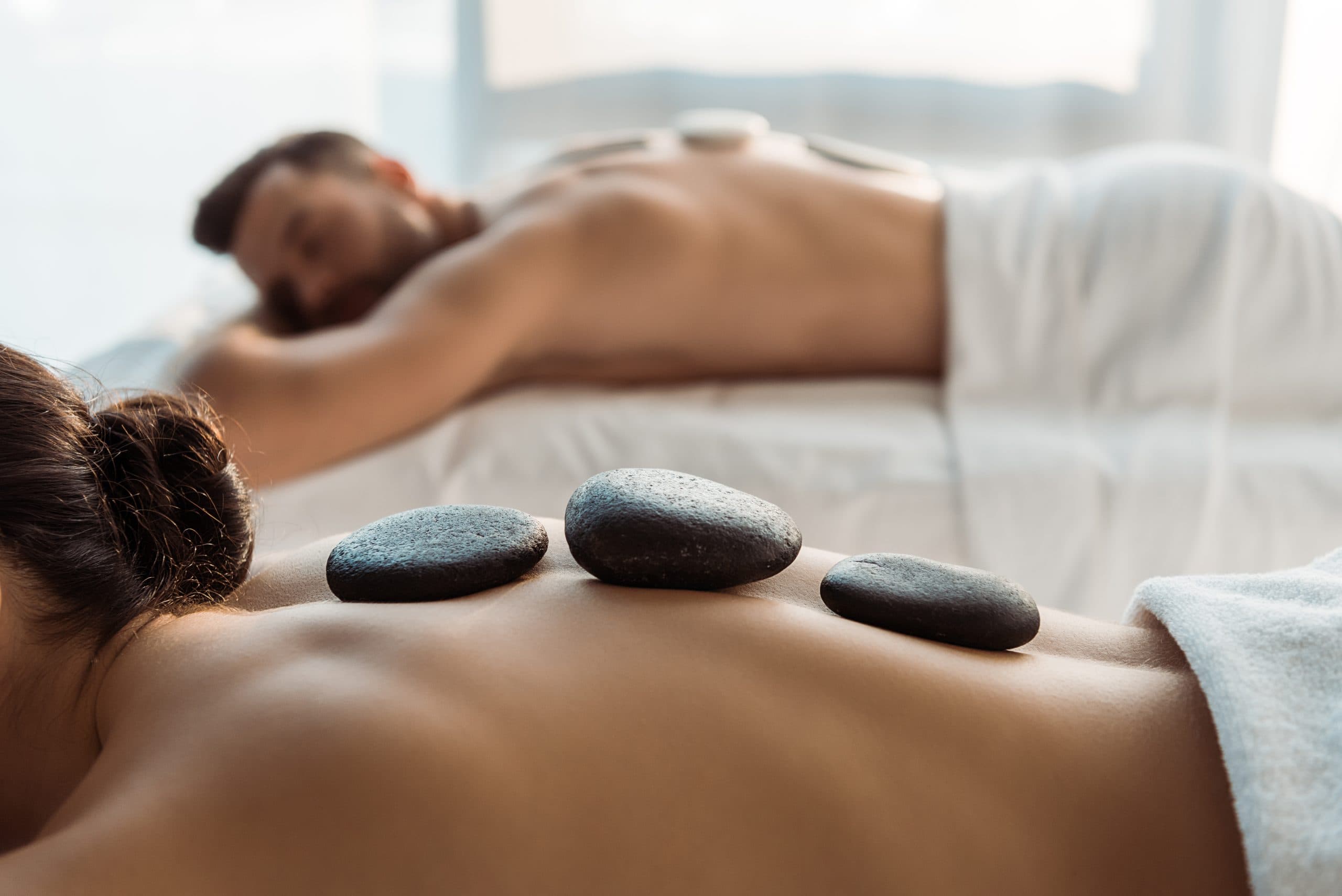 Hot stone massage setup